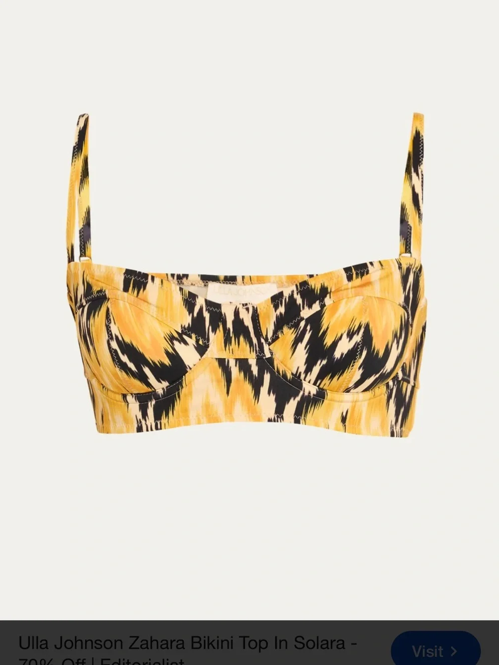 Ulla Johnson Solara Yellow and Black Ikat-Print Bikini Set